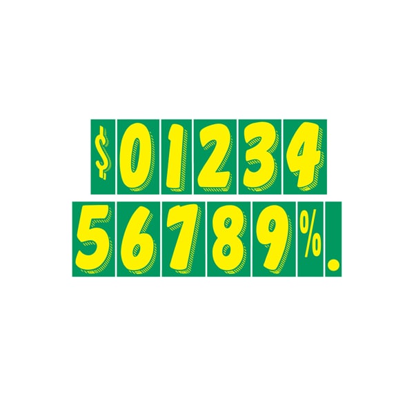 Ez Line 7 1/2" Yellow & Green Adhesive Windshield Numbers 149-$ - main